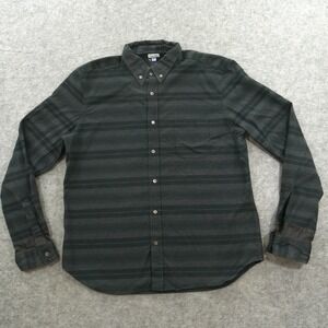 Steven Alan Shirt Mens 2XL XXL Black Button Up Striped Long Sleeve